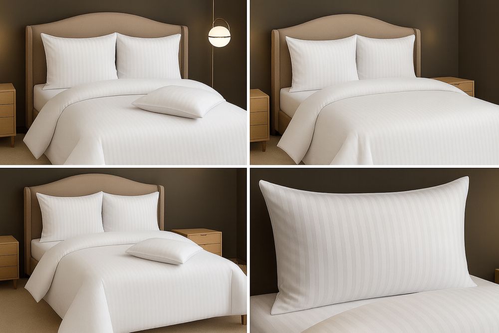 Lenjerie pat bumbac damasc alb ,4 piese,lux hotel& AirBnb