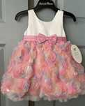 Rochie American Princess cu imprimeu floral pastel și fundă roz
