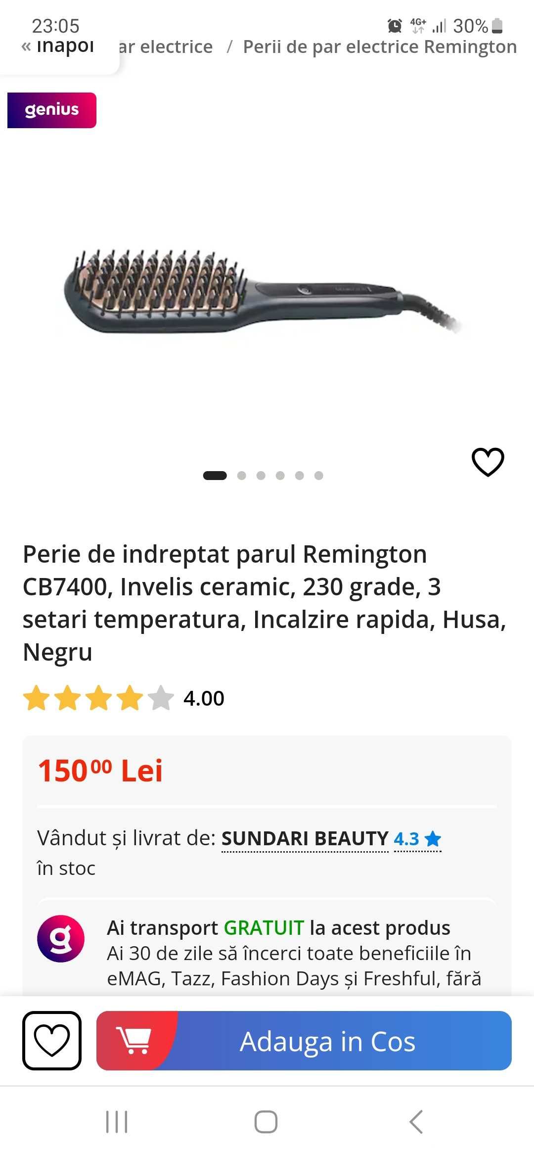 Perie de indreptat parul Remington CB7400