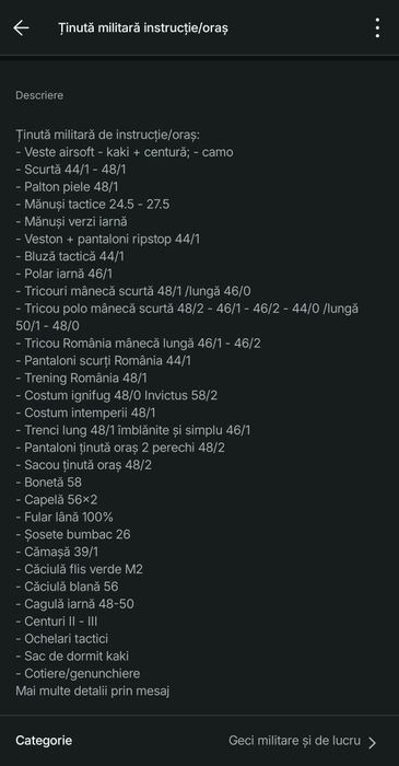 Ținută militară instrucție/oraș