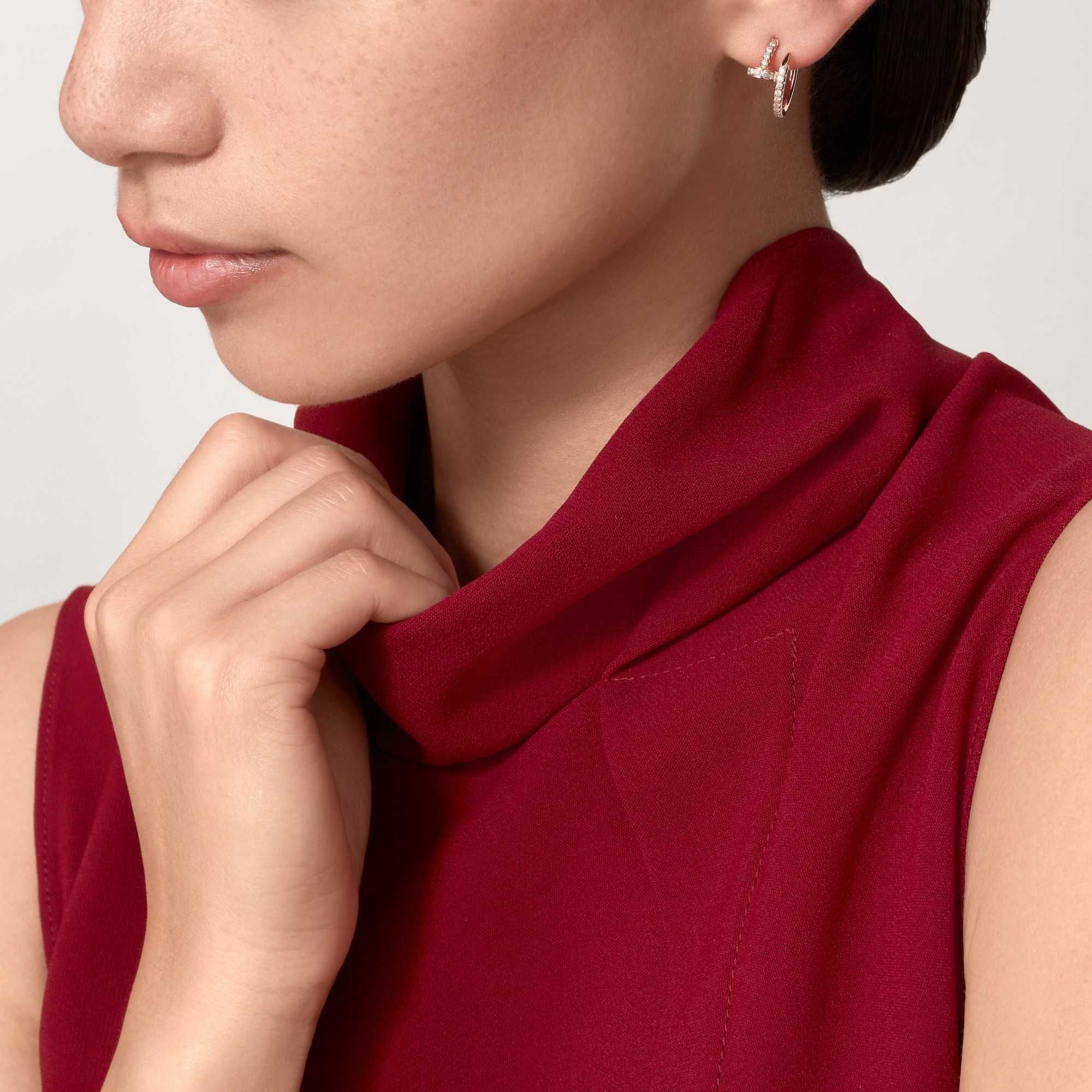 CARTIER Nail Juste un Clou Hoop Rose Gold Diamonds Дамски Обеци Пирон