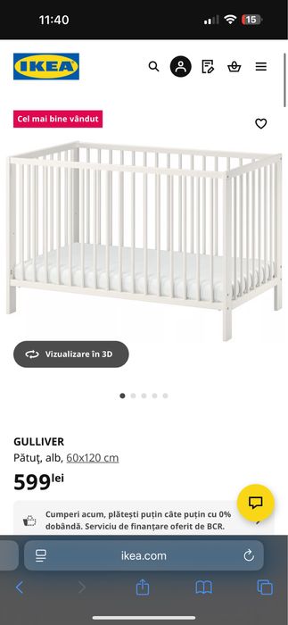 Patut + saltea + cearsafuri + protectie laterala