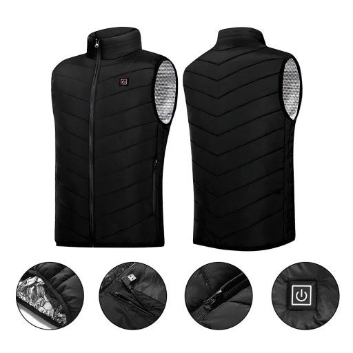 Електрически отопляем елек , 9 зони , Usb захранване,черен