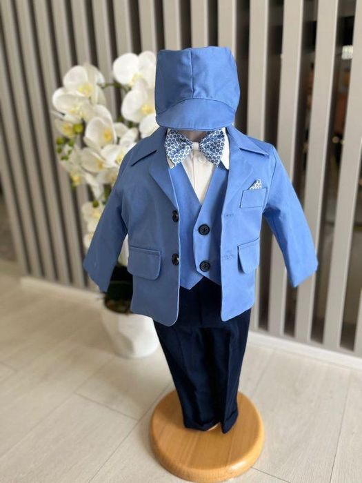Costum de botez băieți, 5 piese, de la 1 luna la 9 luni