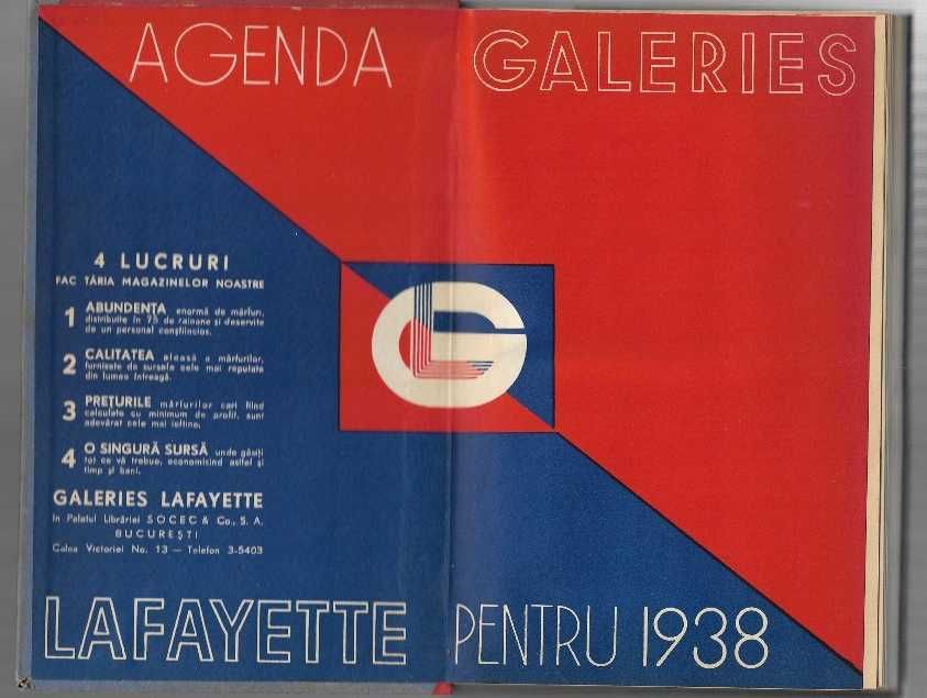 Agenda de birou de colectie Galeries Lafayette 1938
