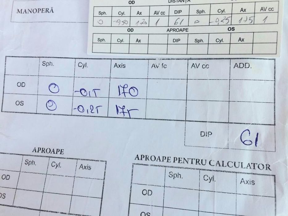 Ochelari dioptrii fetițe -0,25 -0,50