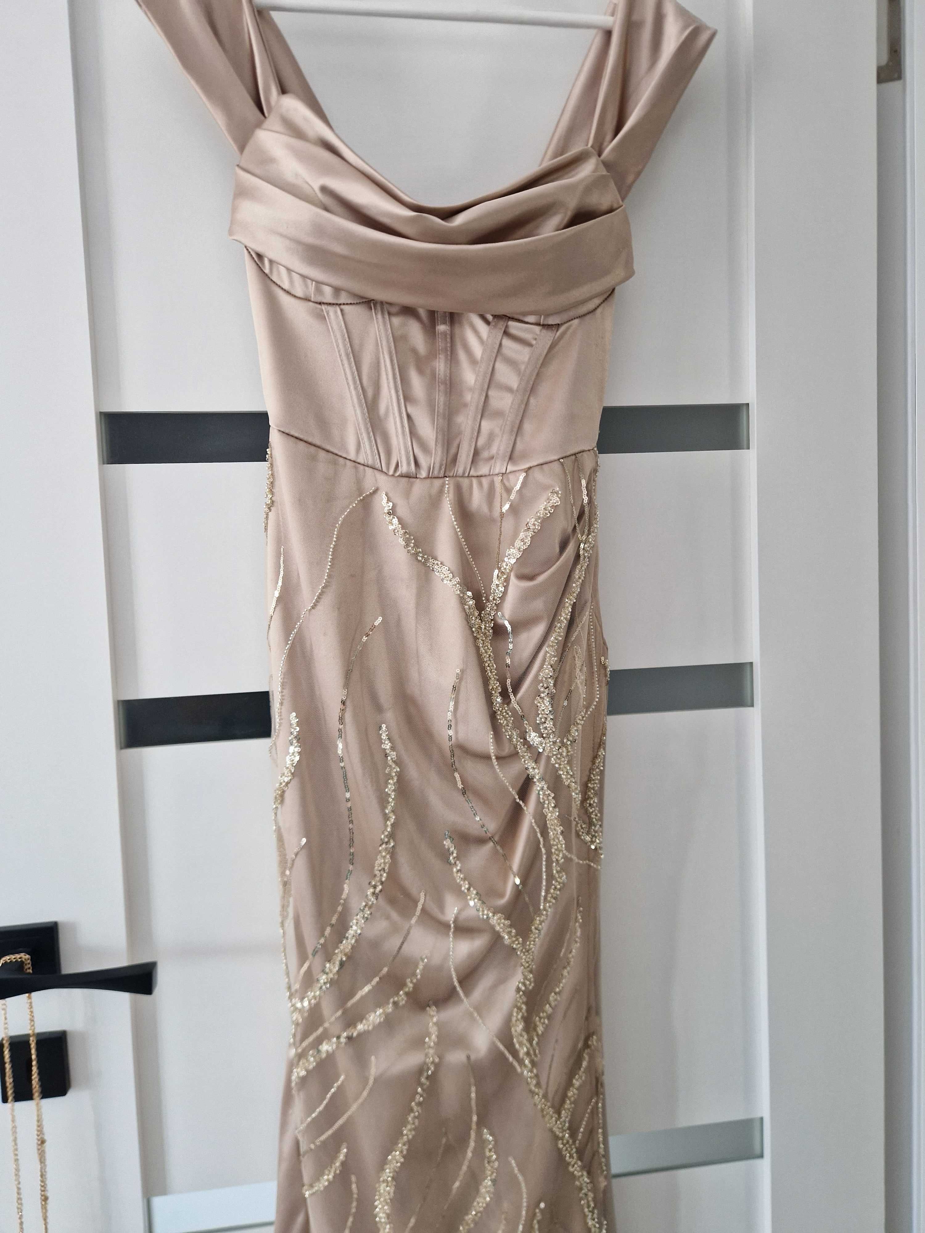 Rochie de ocazie crem cu pietre