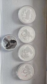 Сребърни монети, Кленов лист, Китайска панда, Кукабура, Коала, Орел и