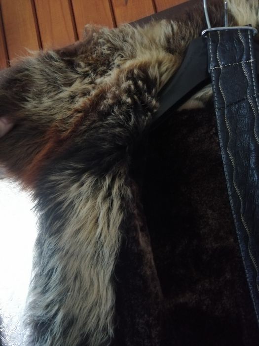 Кожух от естествена кожа и естествен косъм, палто