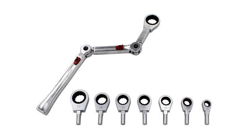 Комплект гаечни ключове с тресчотка със сменяема глава, 9 части exo-fi