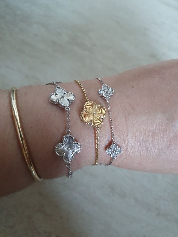 НАМАЛЕНИ!14к.златна гривна- 3.2гр. и сребърни гривни  тип Van cleef