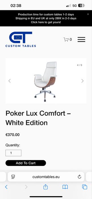 Scaune Poker Personalizate + Masa Poker Logo tau CustomTables.eu stoc