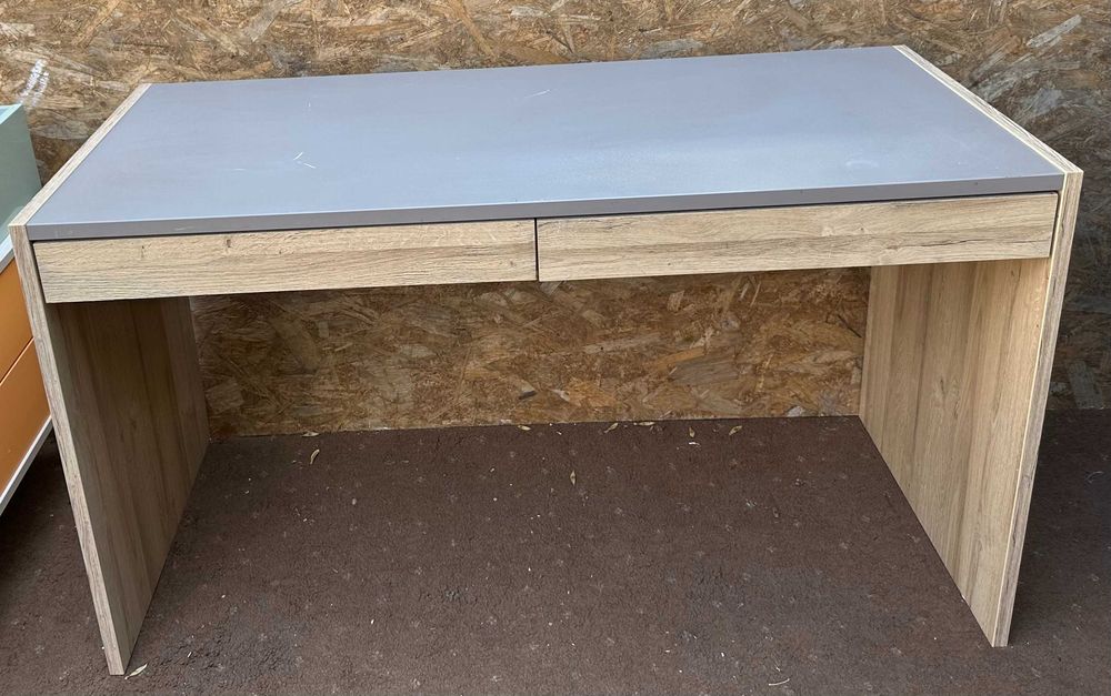 Birou Solid cu 2 sertare; Masa de lucru cu blat 135x60 cm