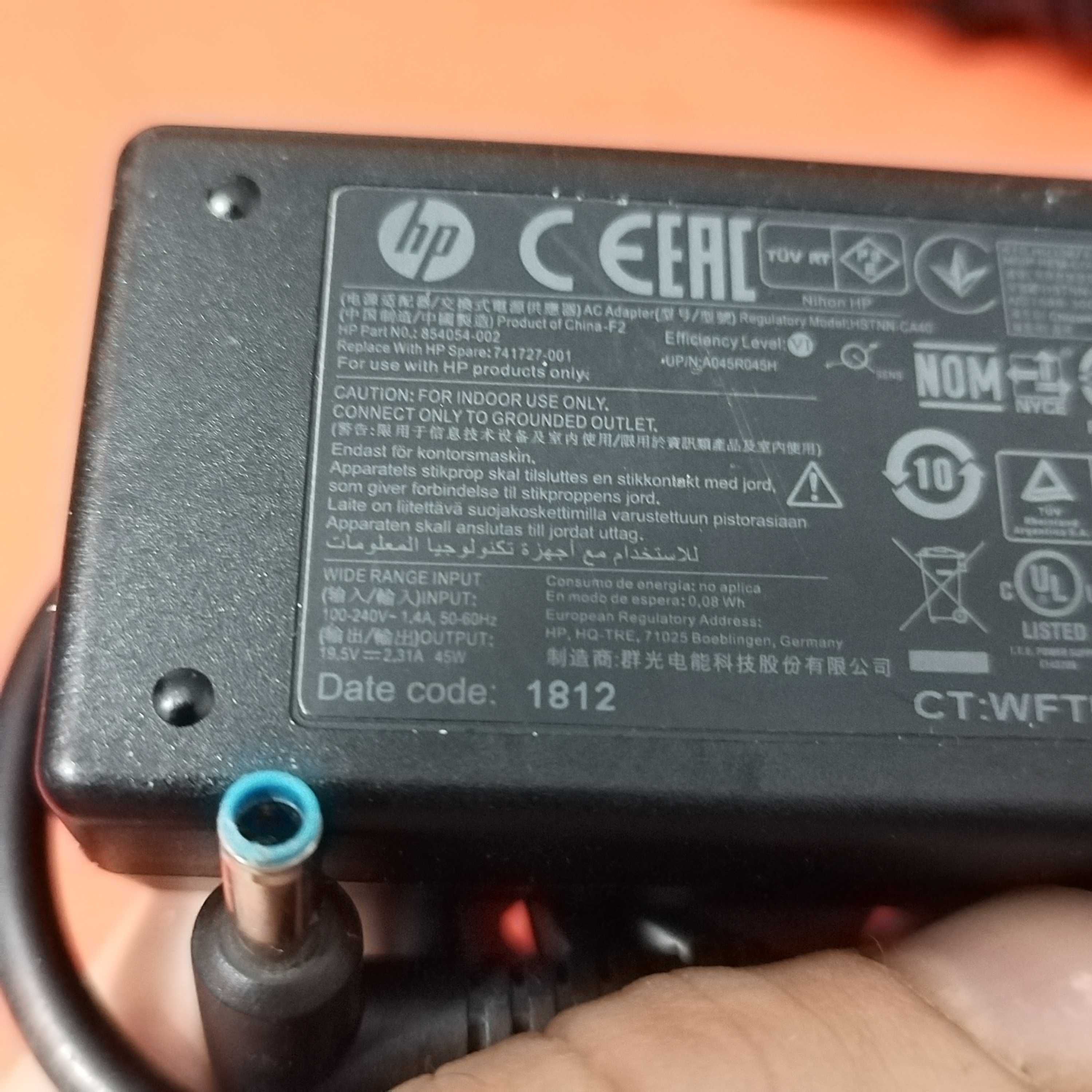 Incarcator laptop HP pin subtire 45W