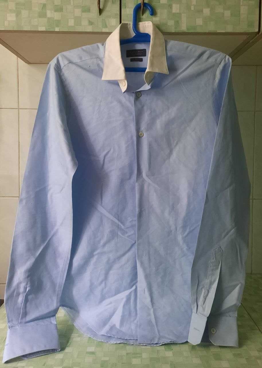 Х/Б 100% мальчику Белая и Голубая РУБАШКА 2XL 48 Zara и Abba из Турции