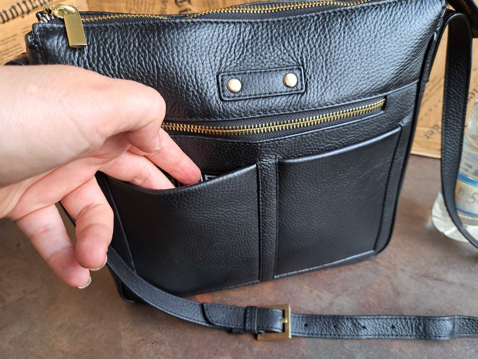 дамска чанта,черна кожена торба-естествена кожа,нова,малка