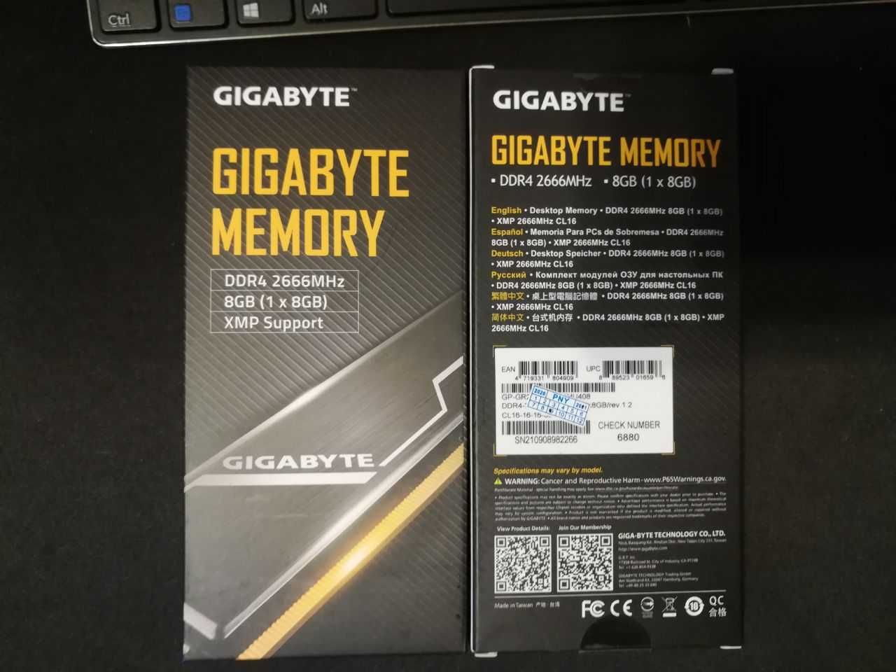GIGABYTE 2 шт  DDR4 по 8 GB 3200 mhz (3200 mhz на  xmp профиле)