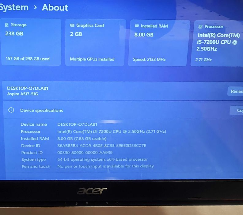 Vand laptop Acer Aspire ecran mare 17,3