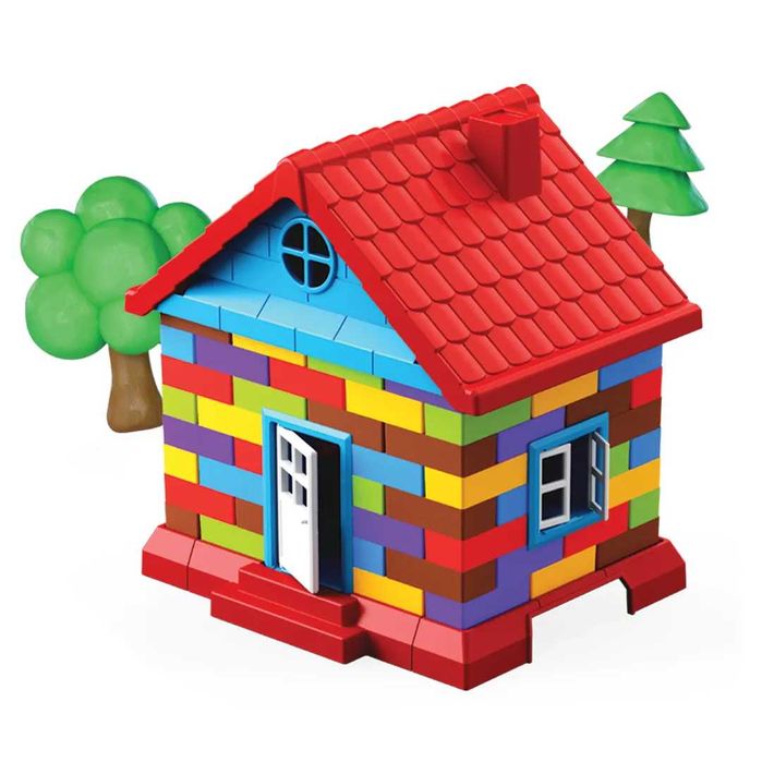 Комплект пластелин със сглобяема къщичка и преса за тухли моделин DEDE