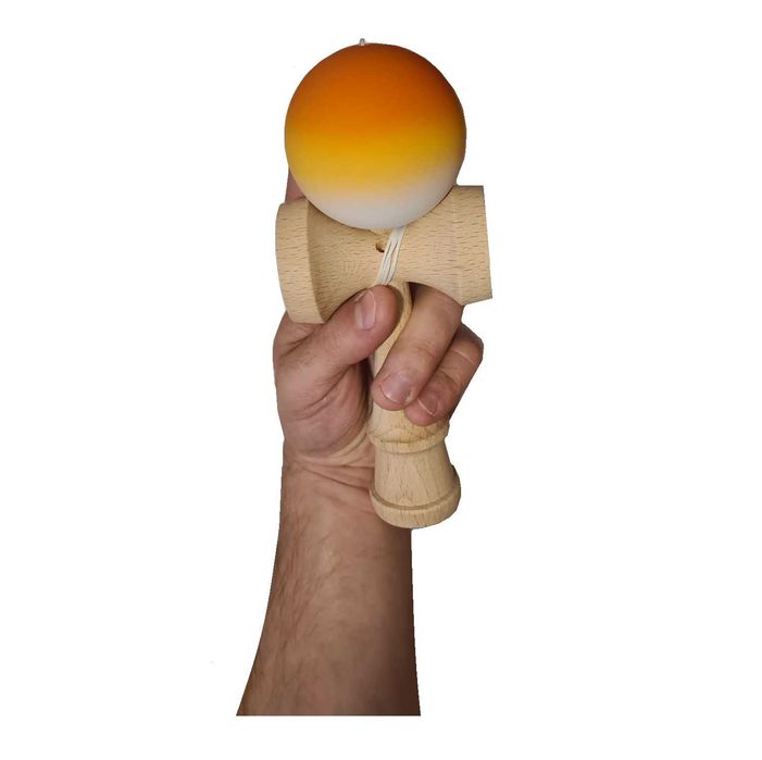 Kendama profesionala lemn fag 18 cm vopsea mata design Orange Gradient
