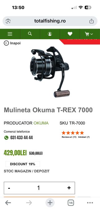 Vand mulinete Okuma T-REX 7000