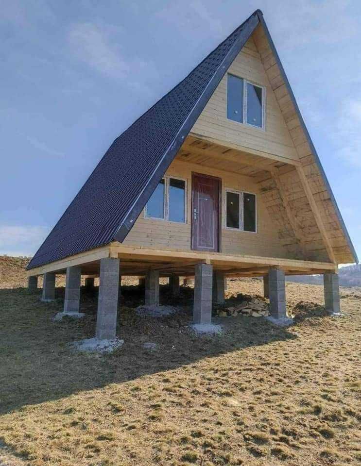 De Vanzare Cabana tip A Frame si casa din structura de lemn la comanda