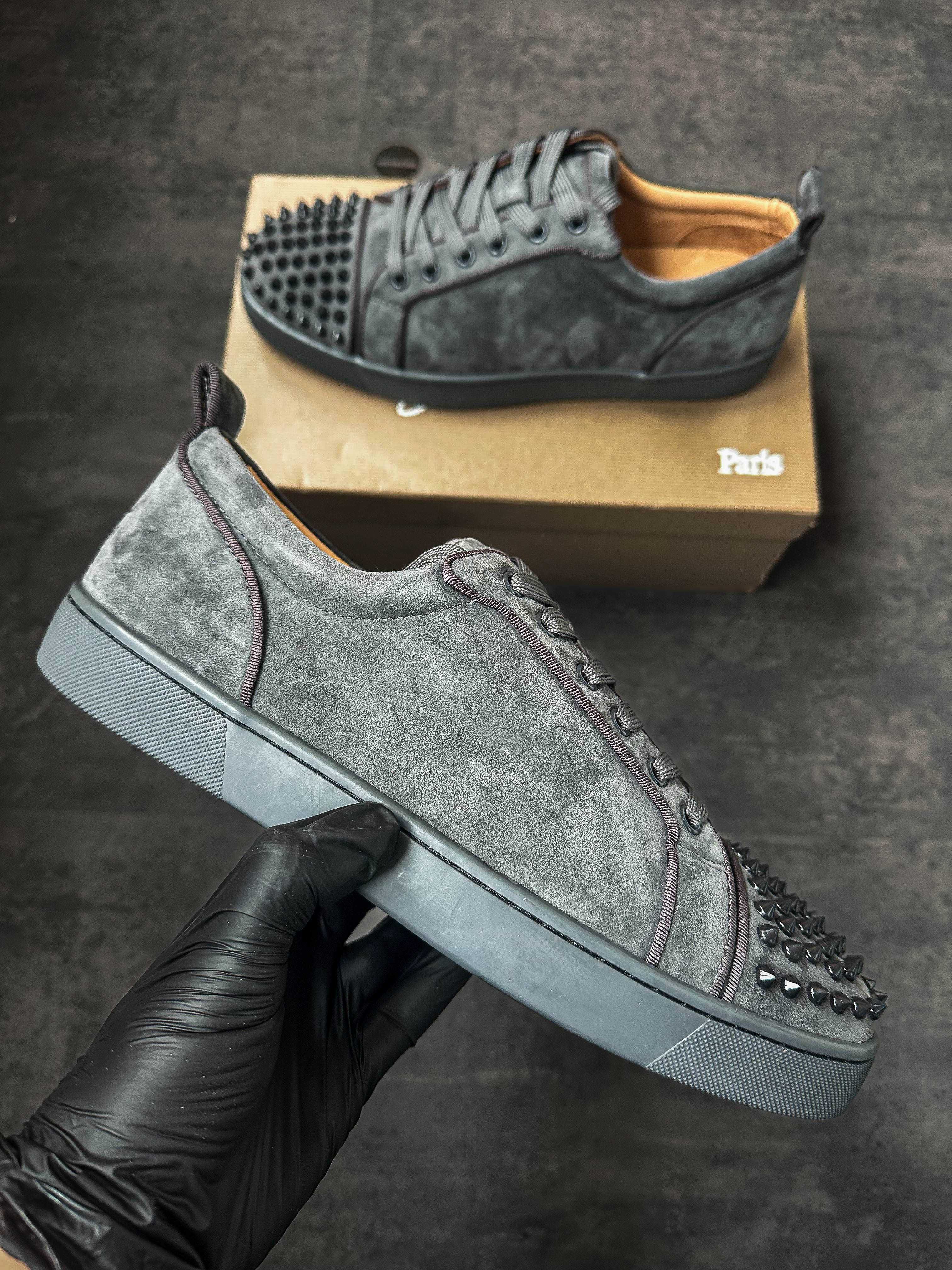 Christian Louboutin Louis Junior Spikes Dark Gray