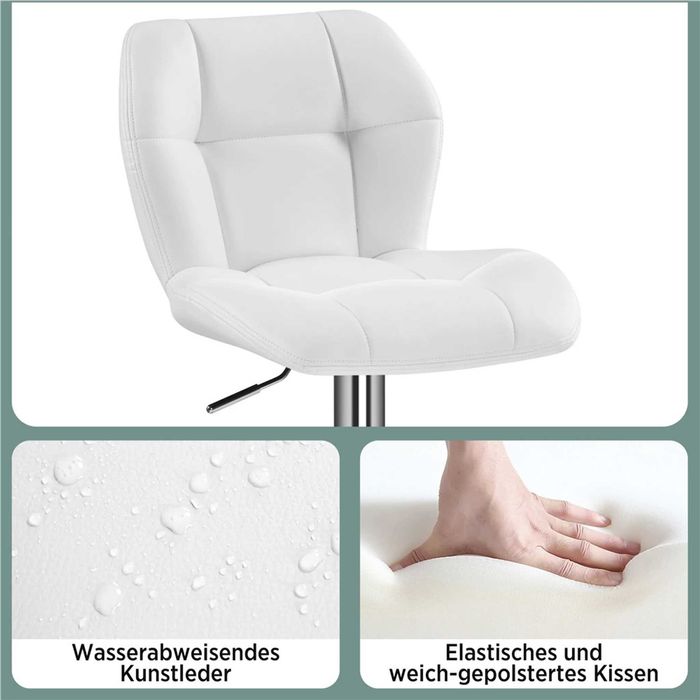 Set 2 scaune bar reglabile, rotative, piele PU |S  614160 White(2pcs)