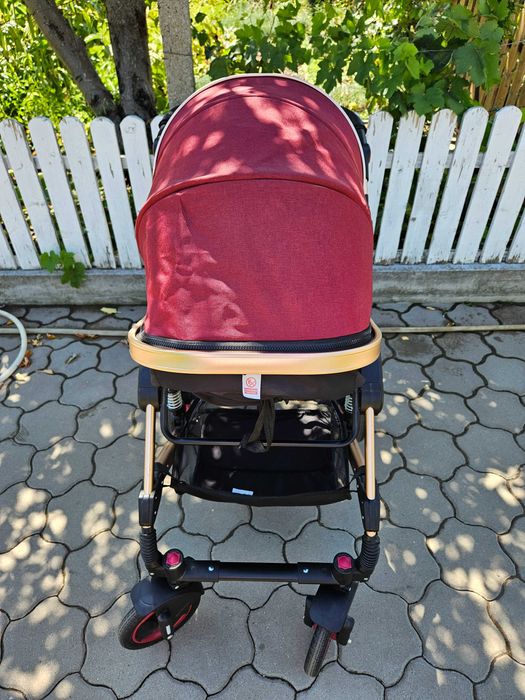 Cărucior 3în1 - Kiduku vișiniu/negru