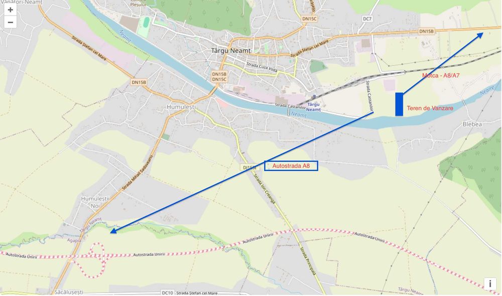 Vand 10000mp  teren Intravilan Targu Neamt (aproape de A8/A7)