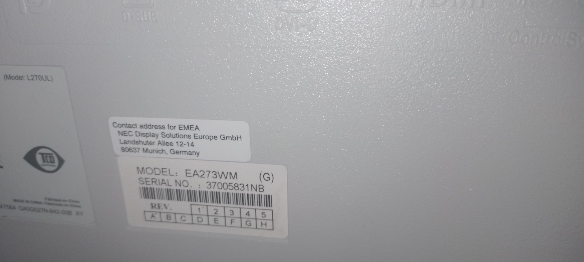Монитор NEC Multisync EA273WM LCD Monitor