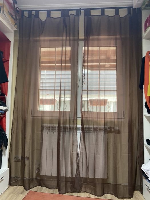 2 perdele organza,culoare cognac/maro,dimensiuni 240 x 140 cm(hxl)/buc