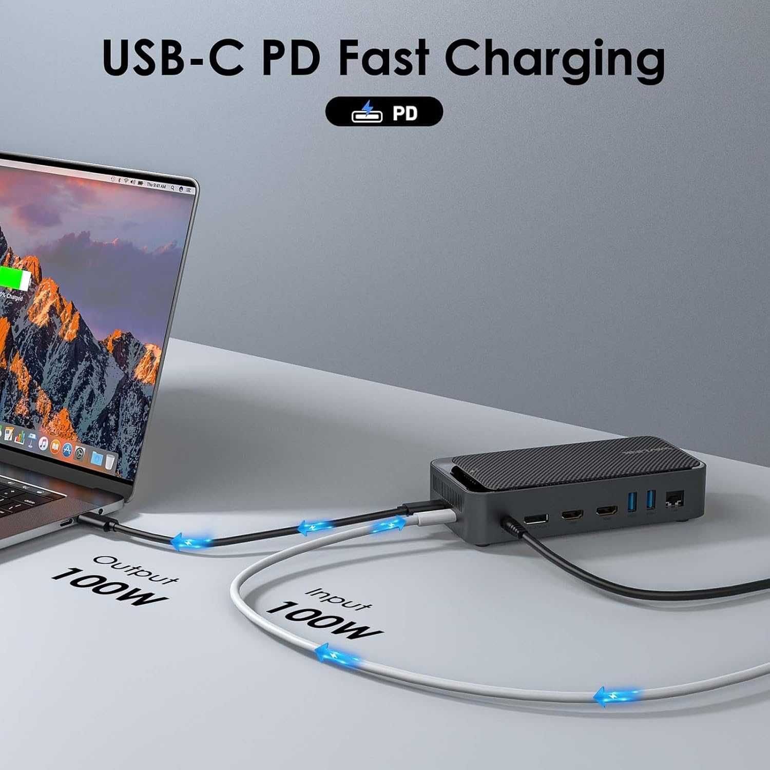 WAVLINK USB C докинг станция 3 монитора, 5Gbps M.2 PCIe/SATA SSD кутия