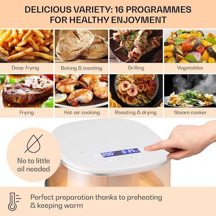 Klarstein фритюрник с горещ въздух, с функция за готвене на пара