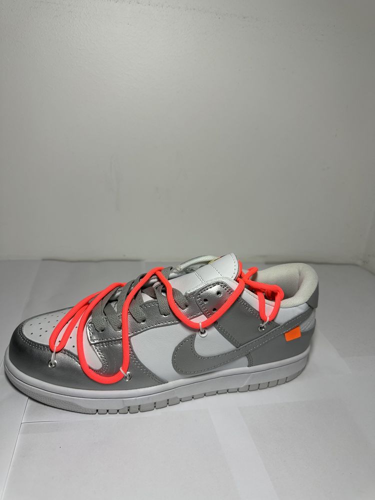 Nike Dunk Low Off-White Metallic Silver White Total Orange