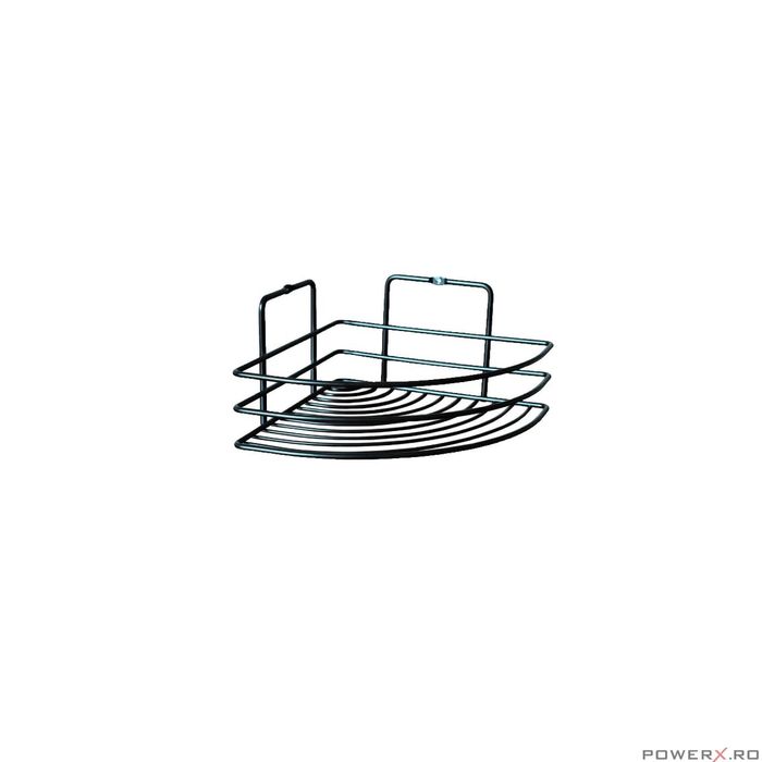 Raft pentru baie, etajera colt metalica, negru Sepio