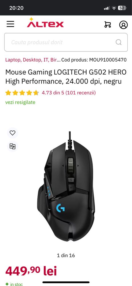 Mouse Logitech g502 hero