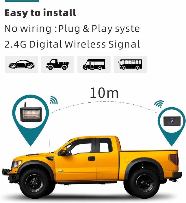 Cameră wifi pentru  marșarier CU monitor de 12 cm,auto,camioane..