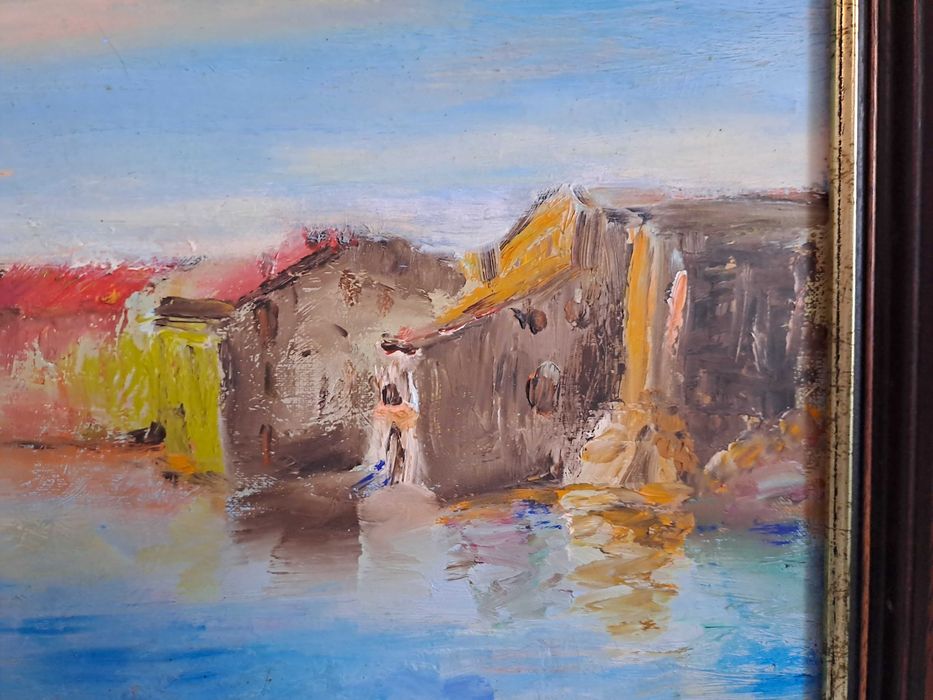 tablou vechi pictura pe panza 49/41 cm semnat Bartoli