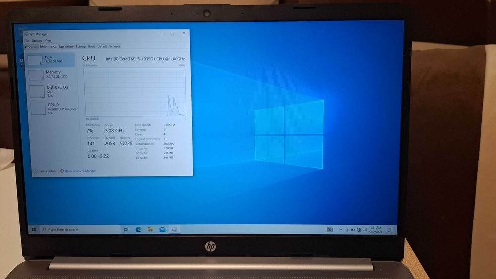 Laptop HP i5-1035G1 • 8GB RAM • 512GB SSD – Stare foarte bună