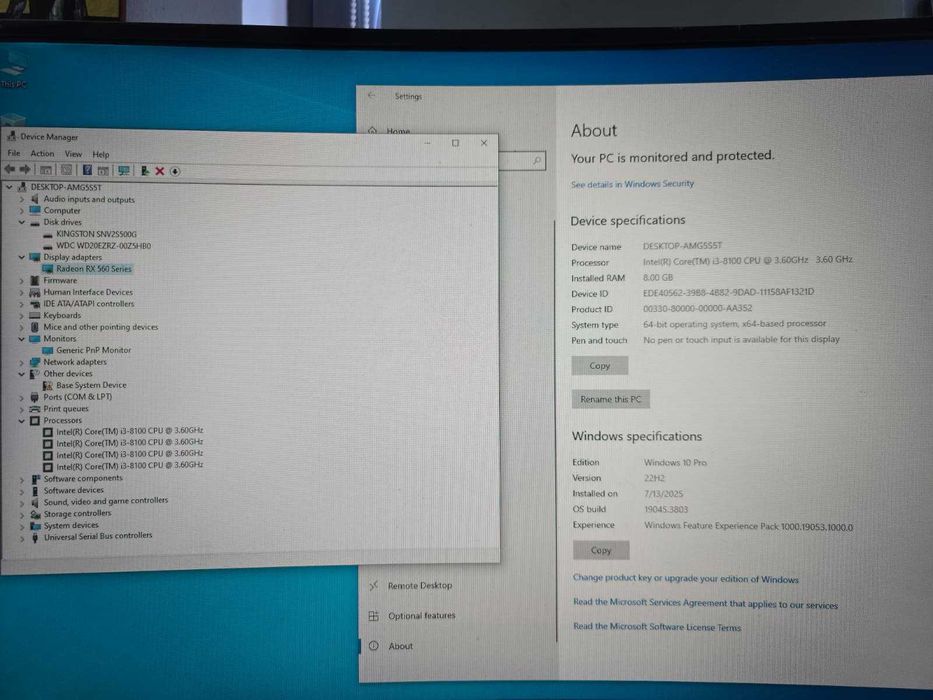 Sistem PC i3-8100, RX 560, 8GB RAM DDR4