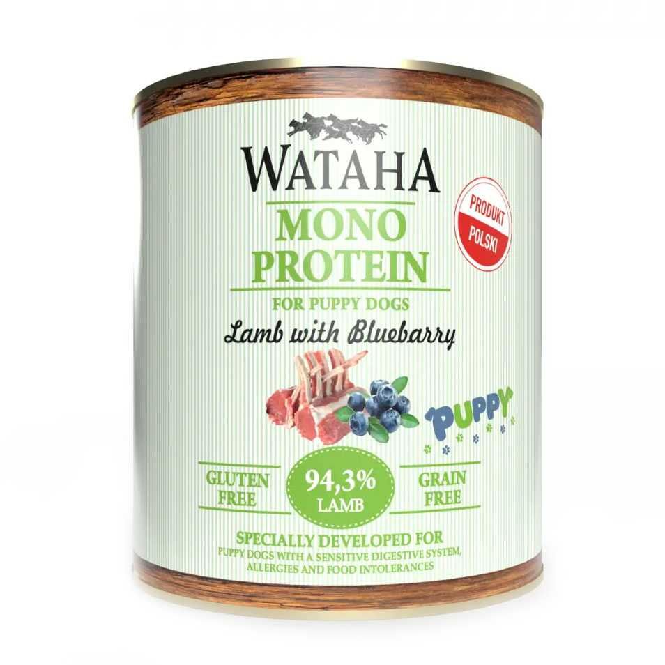 Conserva Wataha MONO PROTEIN Puppy, 94,3% Carne,Miel,Afine&Sfecla,800g