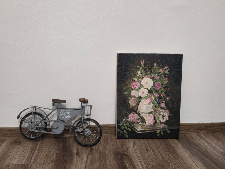 Tablou Vază cu flori, pictură în ulei pe pânză