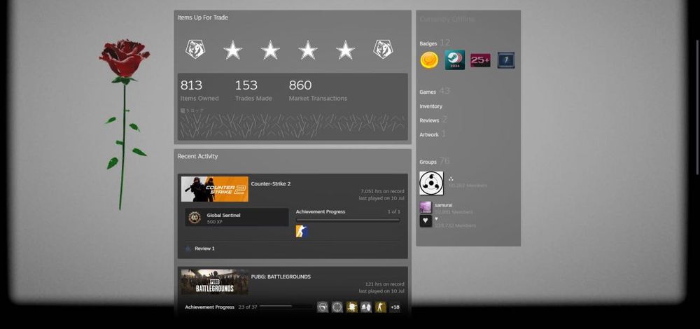 Личный Steam: CS2 Prime, Rust, GTA 5, Phasmophobia