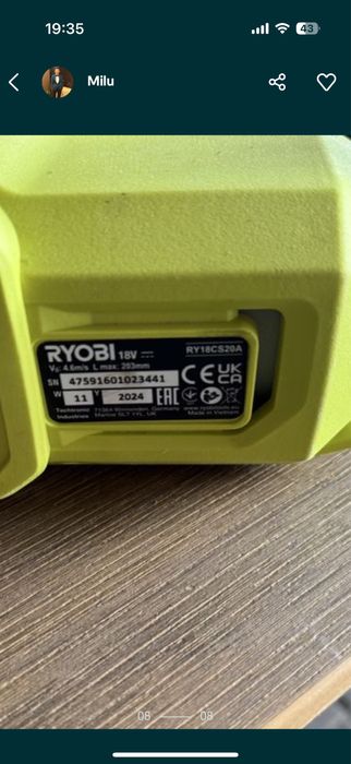 Ryobi-drujba Fierăstrău 18V
