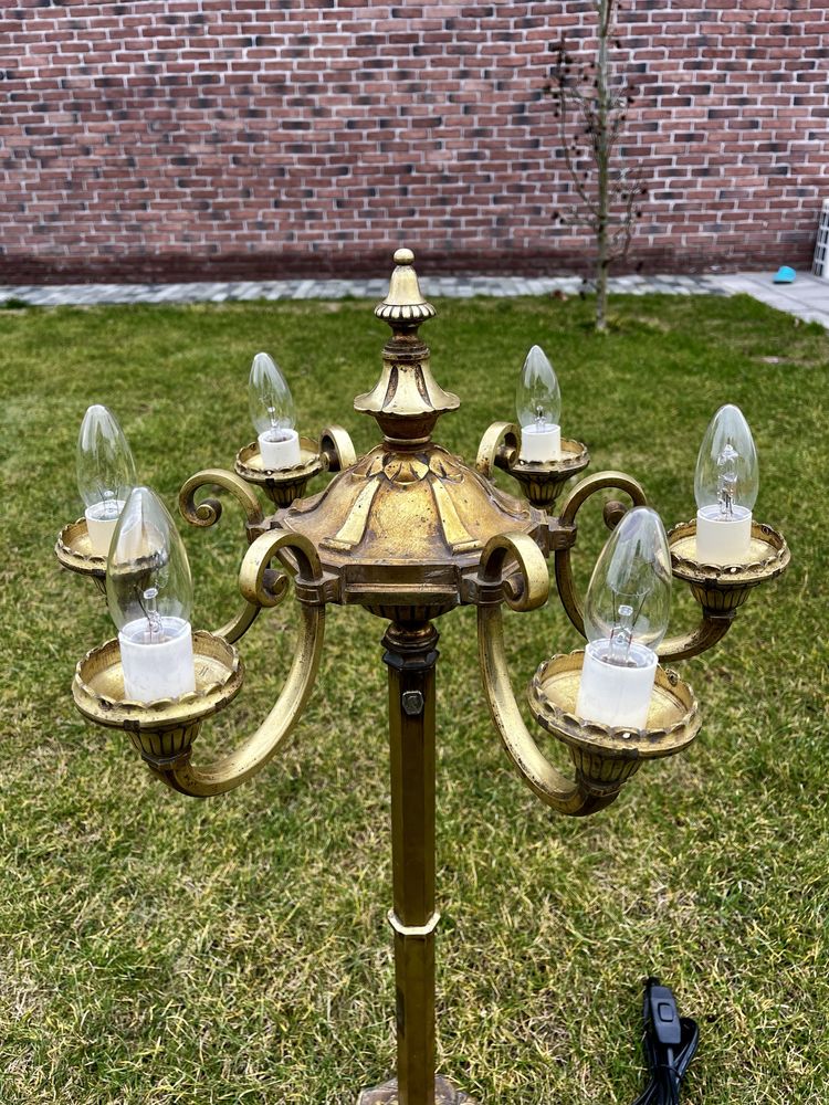 Veioza candelabru vechi din bronz masiv cu 6 brate