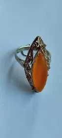 Шикарное серебряное кольцо с камнем ЯНТАРЬ