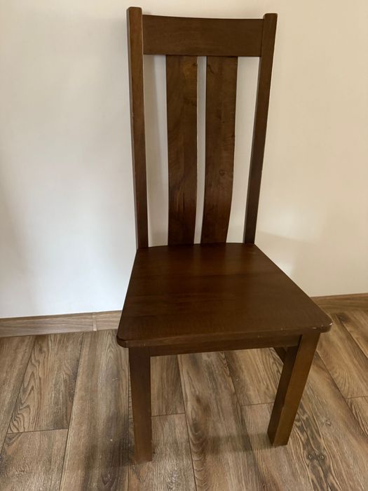 Set 6 scaune dining din lemn masiv de fag, finisaj nuc