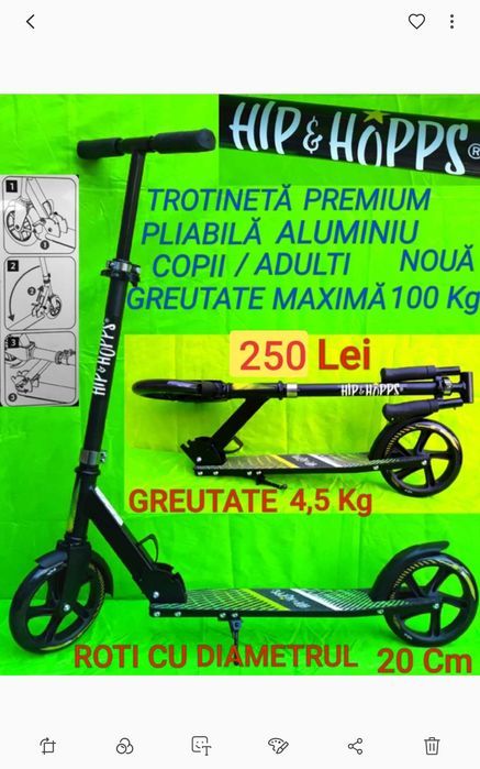 TROTINETĂ PREMIUM Pliabilă din Aluminiu pt copii/adulti NOUĂ 250 Lei