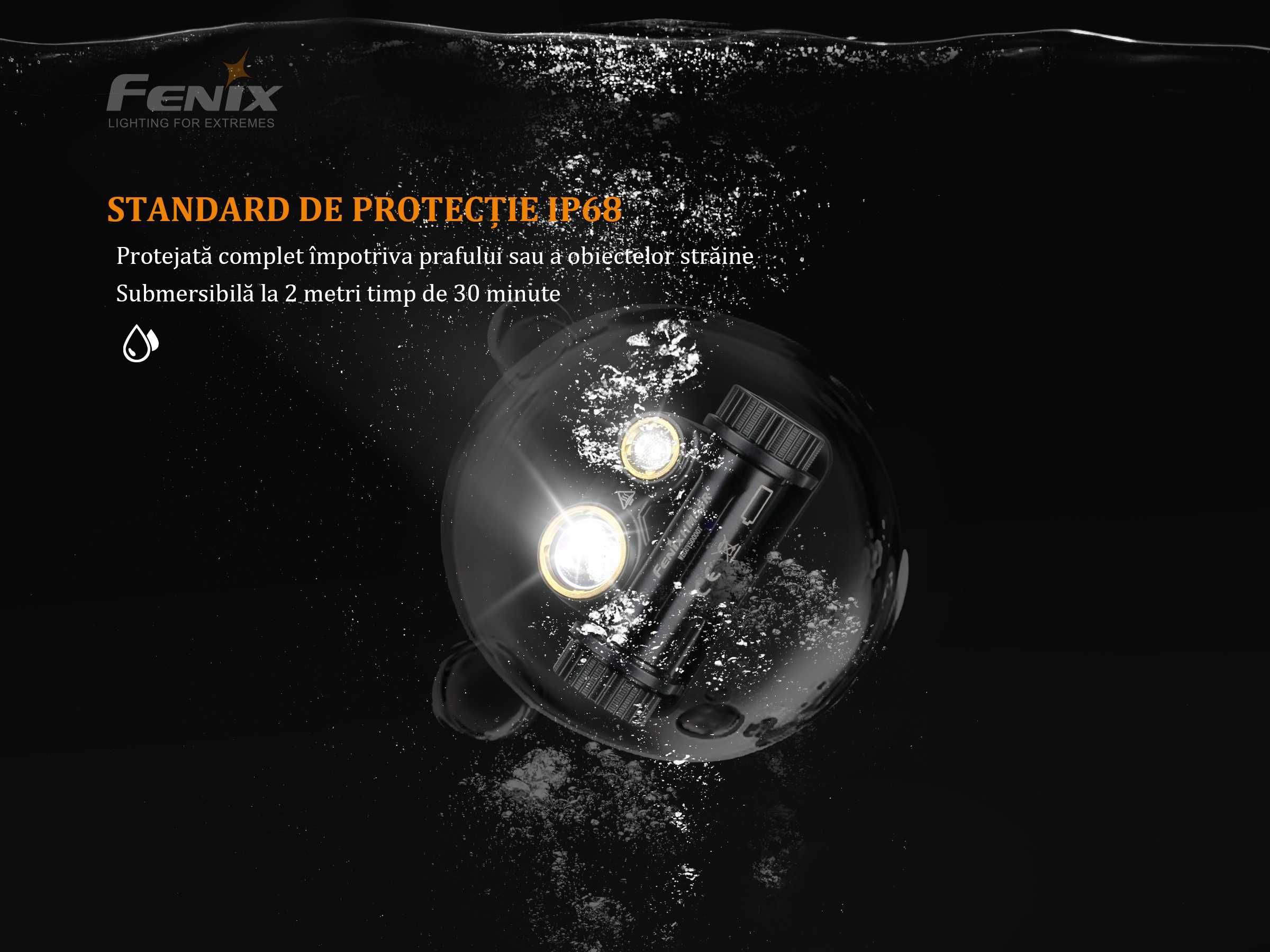 Lanterna de cap Fenix HM65R - 1400 lumeni, 163 m, reincarcabila